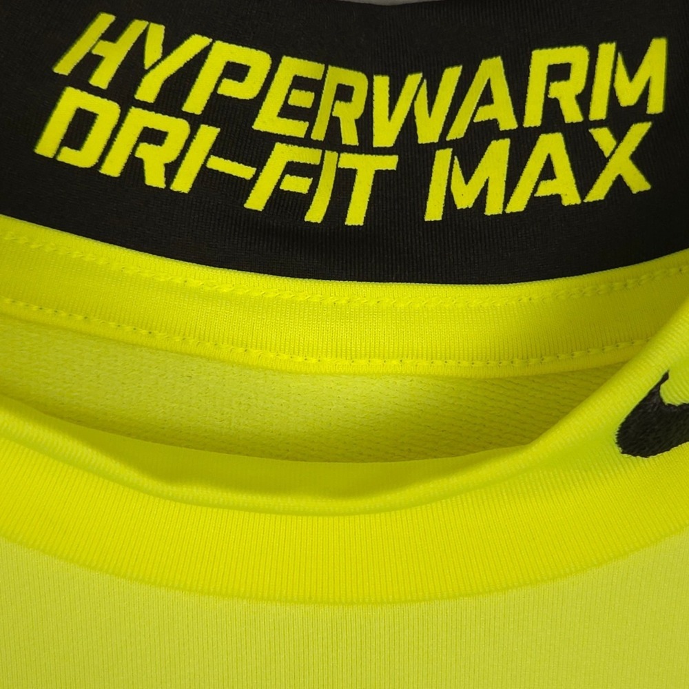 Nike Pro Combat Hyperwarm Shirt Mens Large Yellow Dri-FIT Max Compression Top - Picture 5 of 9